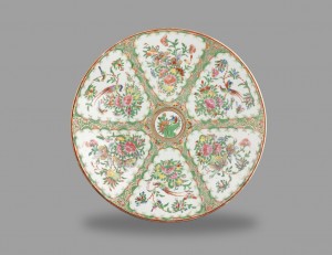 A plate with floral designs on it.